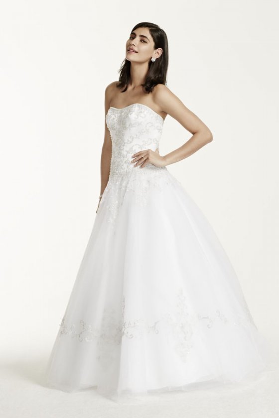 Strapless Tulle Wedding Dress with Satin Bodice Style WG9927