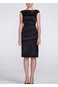 Lace Cap Sleeve Silk Charmeuse Dress Style XS5247