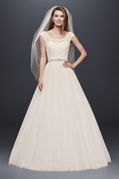 Extra Length Tulle Gown with Illusion Neckline Style 4XLWG3741