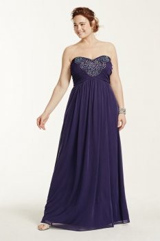 Strapless Jersey Dress with Beaded Bodice Style 55219W