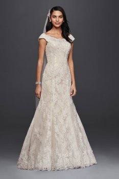 Extra Length Off The Shoulder Lace Wedding Dress Style 4XLCWG533