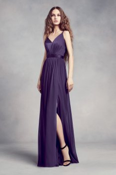 Floor Length Long A-line VW360345 Style Bridesmaid Dress with Sexy V-neck