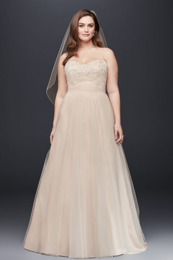 Extra Length Plus Size Strapless Sweetheart Neck Wedding Dress Style 4XL9WG3586