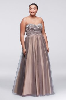 Plus Size Lace Up Floor Length A-line Ball Gown for Prom 56210W