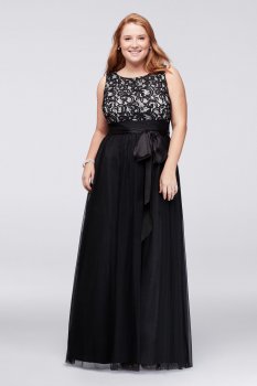 Plus Size Tank Long A-line JHDW0445 Style Sequin Lace and Tulle Ball Gown