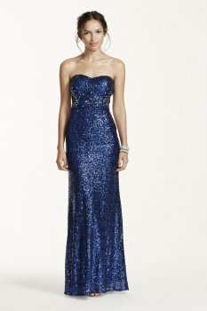 Strapless All Over Sequin Dress with Illusion Back Style 194A