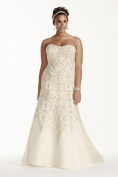 Extra Length Tulle Beaded Mermaid Wedding Dress Style 4XL8CWG706