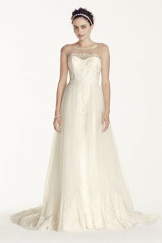 Cap Sleeve Tulle A-line Wedding Dress Style CWG713