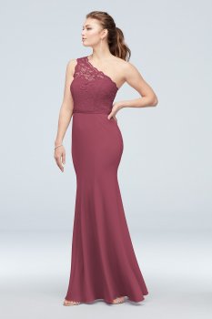 Elegant One Shoulder Lace and Stretch Crepe Bridesmaid Dress F19977