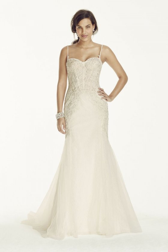 Spaghetti Strap Trumpet Gown with Corset Bodice Style SWG690