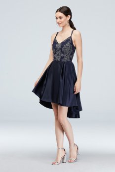 Caviar Beaded High-Low Short Dress with Pockets X41161TGQ