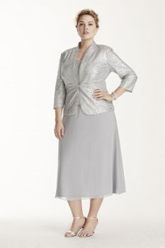 Silver Mock Three Piece Jacket Dress Style 6525585