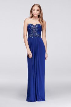 Strapless Sweetheart Neck Chiffon Long A-line Beaded 57019 Style Prom Dress