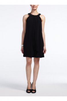 Sleeveless Jersey Dress with Beaded Neckline Style AWIFS75D