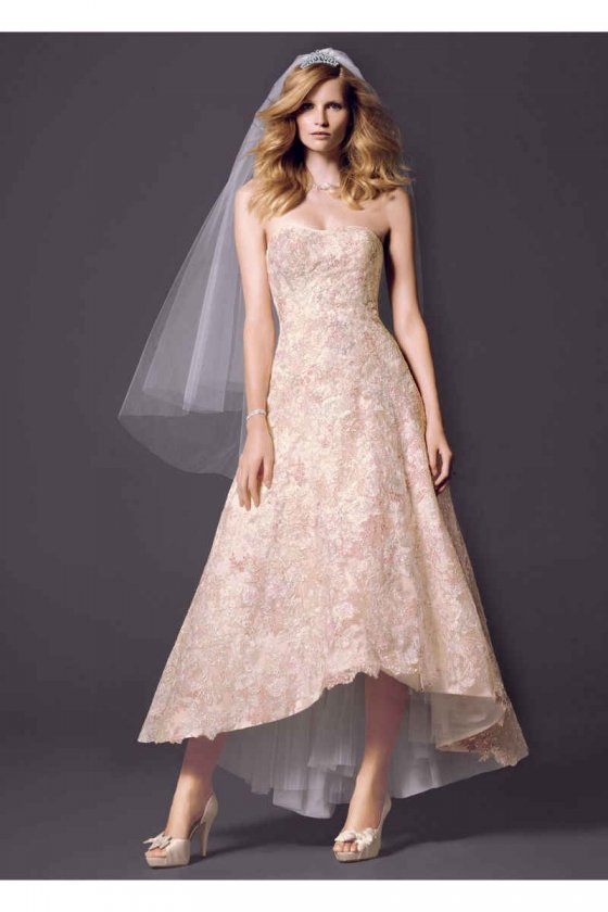 High Low Colored Lace Wedding Dress Style CWG617