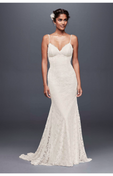 Sexy Low Back Long Soft Lace Wedding Dress with Spaghetti Straps WG3827
