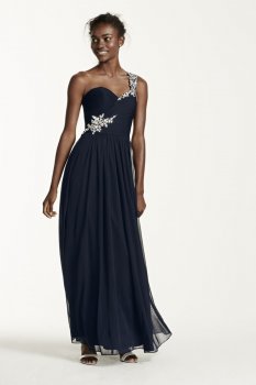 One Shoulder Beaded Long Jersey Dress Style XS5612