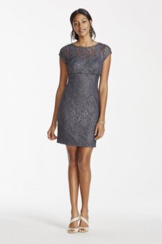 Cap Sleeve Illusion Neckline Short Lace Dress Style 231M71740