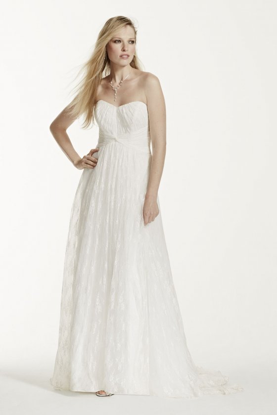 Strapless Empire Waist Lace Appliqued Bridal Gown KP3696
