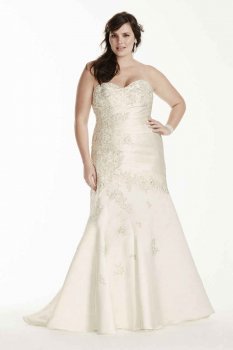 Sweetheart Satin Strapless Gown with Lace Applique Style 9OP1246