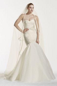 Extra Length Lace Gown with Organza Mermaid Skirt Style 4XLZP341560