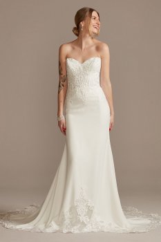 Beaded Bodice Lace Wedding Dress with Back Strap Galina Signature LBSV830