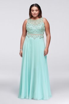 New Fashion Faux Two Pieces Long 1111112W Plus Size Prom Gown