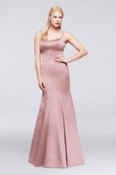 ZP281668 Style Long Satin Mermaid Dress with Jeweled Straps