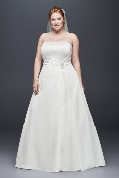 Satin Plus Size A-Line Wedding Dress with Applique Style 9OP1306