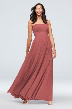 Strapless Sweetheart Neckline Flowy A-line Mesh F20051 Bridesmaid Gown with Cross Waist