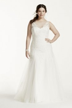 Illusion Neckline Gown with Deep V Illusion Back Style 9MK3718