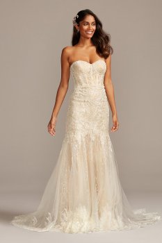Long Trumpt Strapless Sweetheart Neckline Lace Wedding Dress MS251207