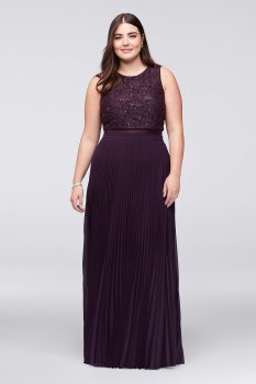 Modern Plus Size 3162RM8W Pattern Sleeveless Faux Two-Piece Party Dress with Pleasted Skirt