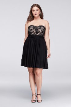 Strapless Sweetheart Neckline Short WBM1056V2W Plus Size Party Dress