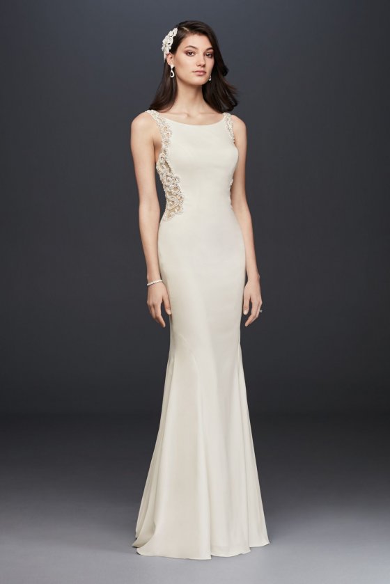 Beaded Illusion Sheath Sleeveless Bateau Neckline SV771 Style Wedding Dress