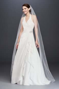 Strapless Pleated Chiffon Halter Wedding Dress with Ruffle Style OP1324