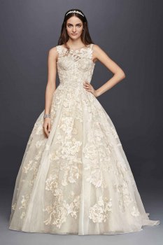 Extra Length Tank Lace Wedding Dress with Beads Style 4XLCWG658