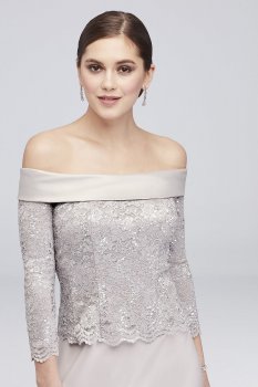 Satin A-Line Petite Dress with Sequin Lace Bodice 2122083