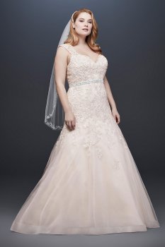 Elegant Plus Size Long Mermaid 9WG3911 Sytle Tulle and Lace Wedding Dress