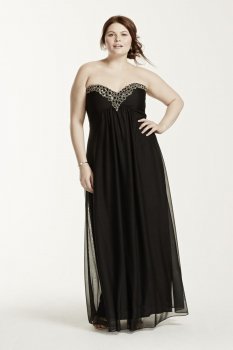 Strapless Empire Waist Dress with Beaded Bodice Style 644108IW