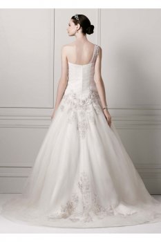 Petite One Shoulder Tulle Wedding Dress Style 7CKP421