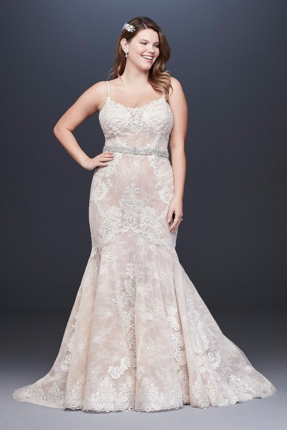 Lace Plus Size Wedding Dress with Moonstone Detail 4XL9SWG824