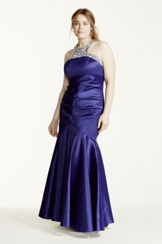 Heavily Encrusted Halter Neck Fit and Flare Dress Style 8977QP6W