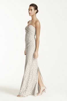 Long Strapless Lace Dress with Sweetheart Neckline Style W10329