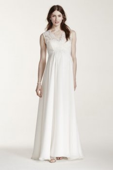 Lace Applique Bodice Empire Waist Maternity Gown Style 264352DM