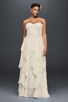 Plus Size Tiered Chiffon 8MS251178 Style Bridal Gown