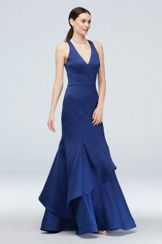 Cutout Racerback Mermaid Gown with Layered Skirt 2306X