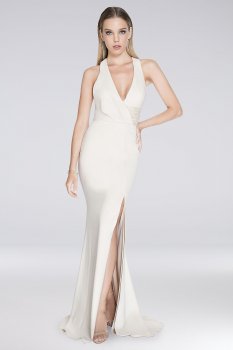T-Back Sheath Gown with Wide Beaded Band┬á 1811E6103