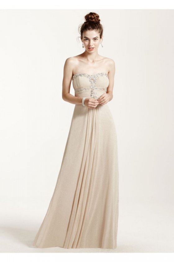 Strapless Glitter Jersey Dress with Shirred Bodice Style 55972D