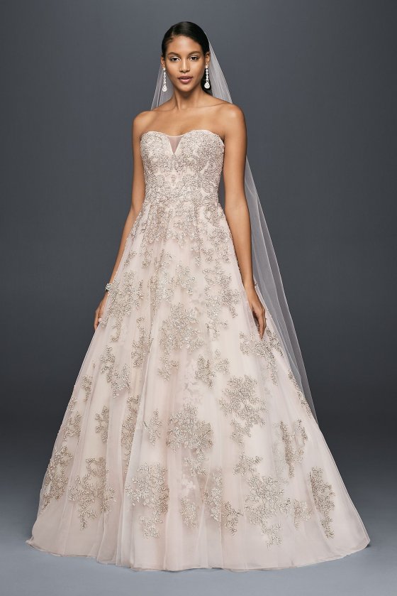 Blush Long A-Line CWG767 Wedding Dress